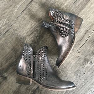 Seychelles weave metallic ankle boots leather